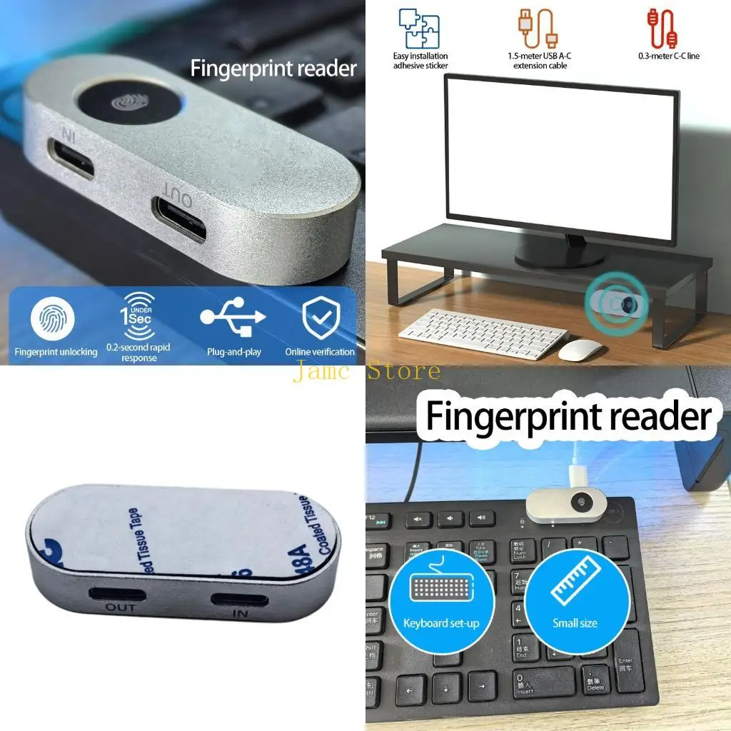 LX0B Biometric Fingerprint Unlocker Reader For PC 10 11 With Metal Body