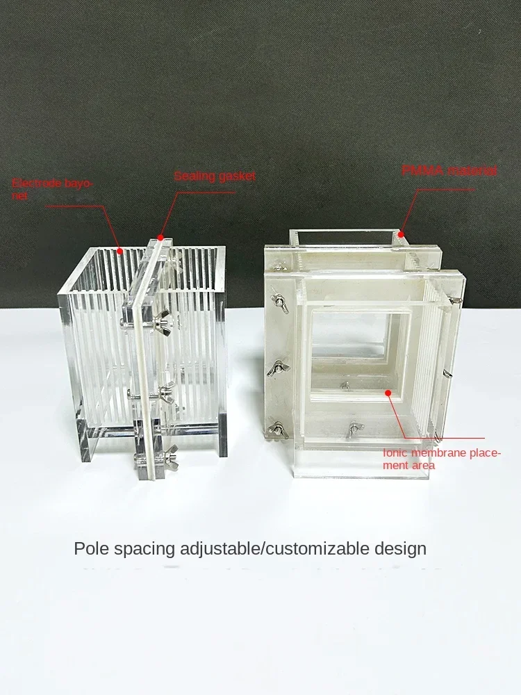 Electrochemical Reaction H-type Electrolytic Cell/non Sealed, Two In Three, Openable, Organic Glass Electrolytic Diaphragm Cell