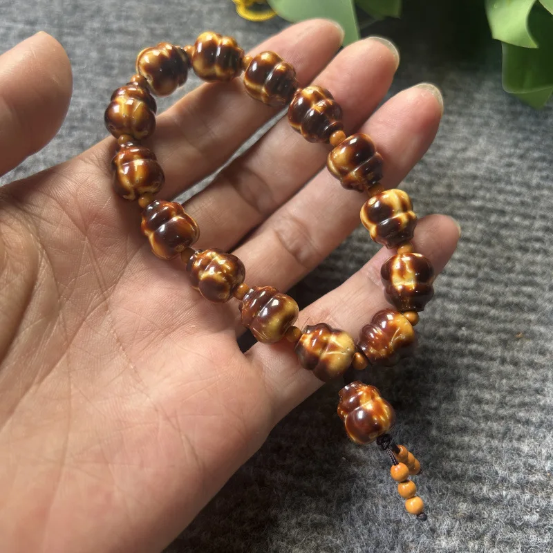 Tiger Skin Flame Bodhi Bracelet Leopard Pattern Purple Gold Lucky Wealth Rat Buddha Beads
