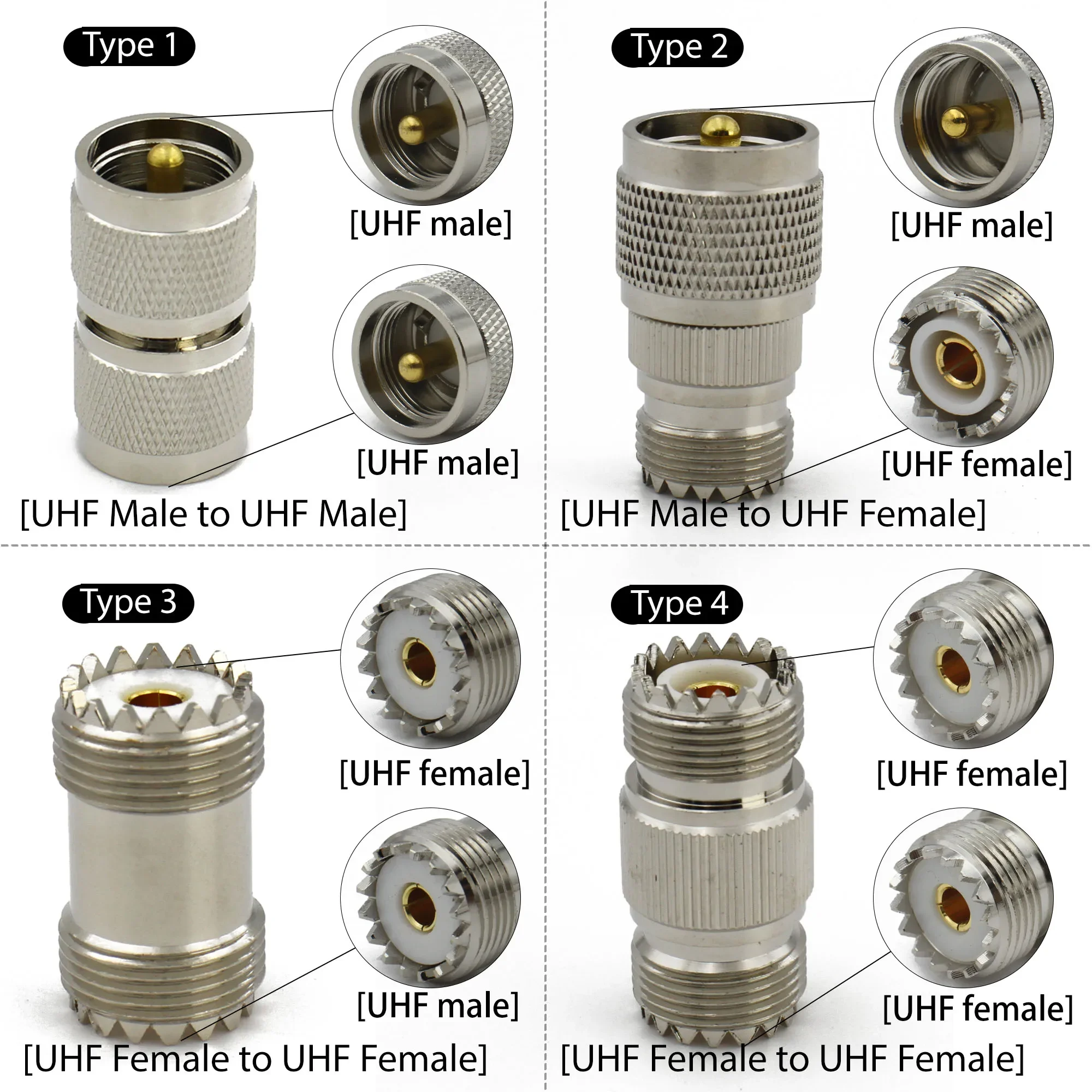 UHF to UHF PL259 SO239 Male / Female Connector SL16 RF Coaxial Radio Adapter Straight Copper Plug Jack Converter Low Loss Lot