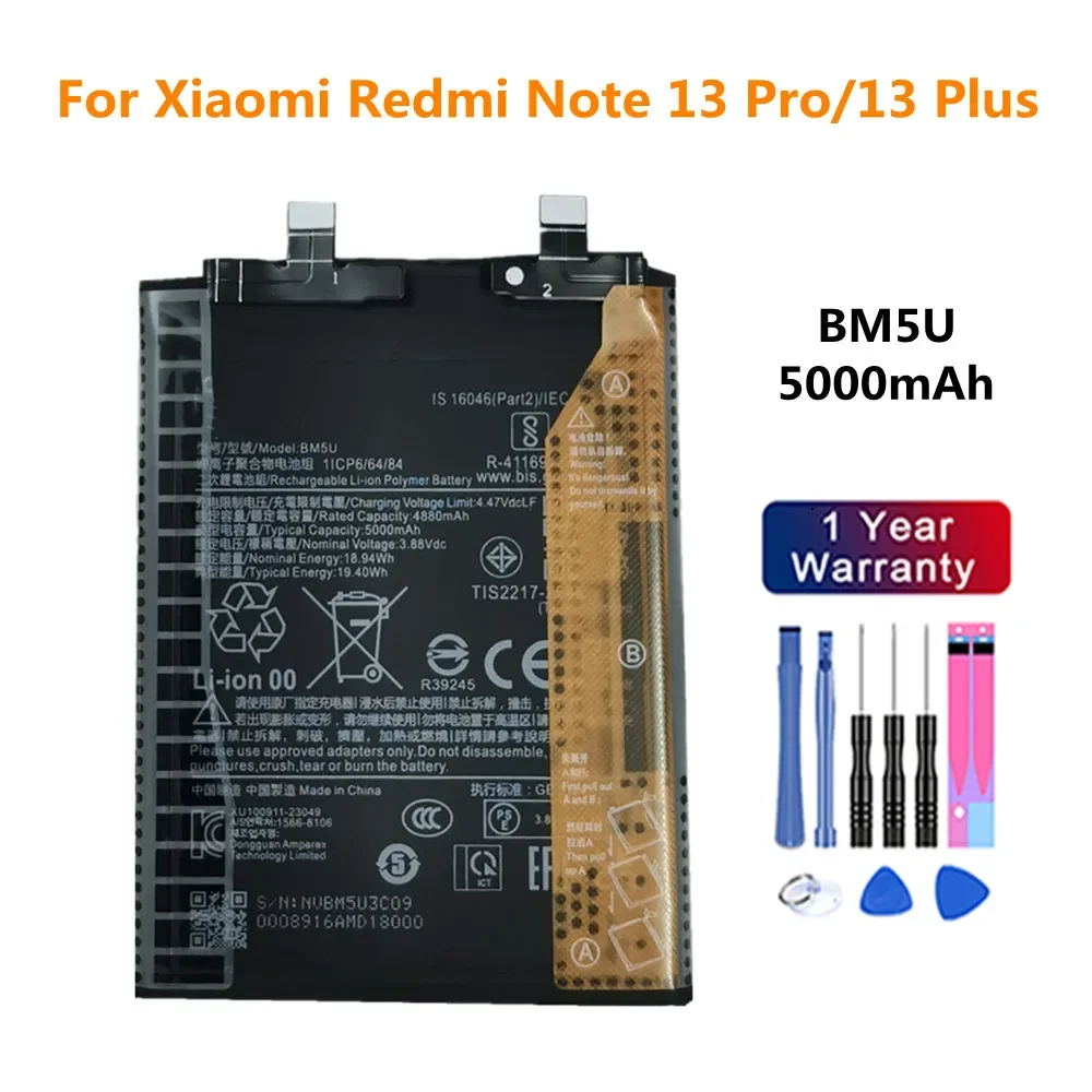 

BM5U 5000mAh Battery For Xiaomi Redmi Note 13 Pro /13 Plus /Note 13 Pro+ Batteries Fast Deliver