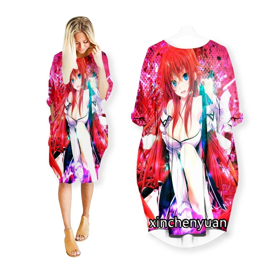 

phechion New Anime High School Dxd 3D Print Fashion Dresses Casual Mid-length Dress Women Clothing Pocket Long Sleeve Top R31