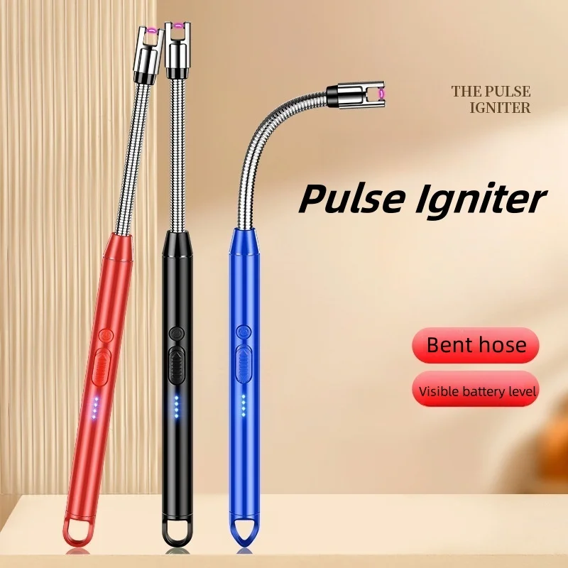 

Metal Hose Pulse Arc Ignition Gun Windproof USB Charging Flameless Lighter Outdoor Barbecue Kitchen Gas Stove Candle Igniter