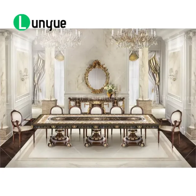European Antique Solid Wood Sideboard Luxury Kitchen Dining Room Cabinet Storage Furniture Set