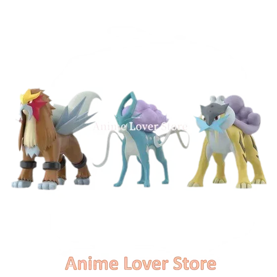 Bandai Original Shokugan POKEMON Scale World Johto Region Entei Suicune Raikou Anime Action Figures Toys for Kids Gift