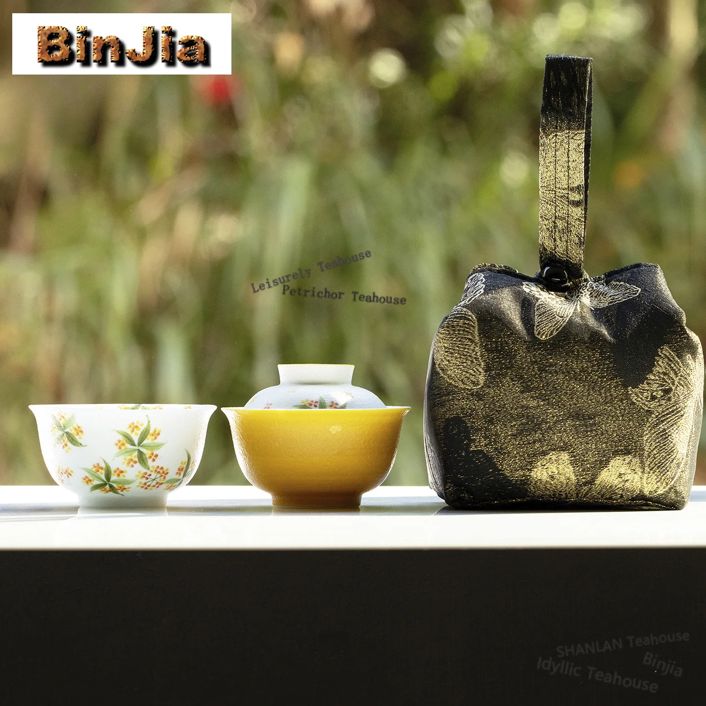 

Hand-painted Osmanthus Travel Tea Set Kit Antique 1 Pot 1 Cups Tea Maker Organizer Portable Picnic Tote Bag Cafes Supplies Craft