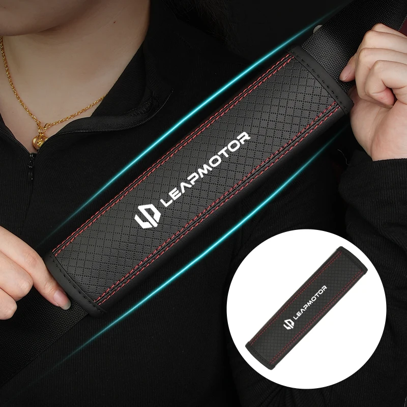 

1PCS PU Leather Embossed Car Seat Belt Shoulder Cover For Leapmotor T03 S01 C11 C01 Leap Motor