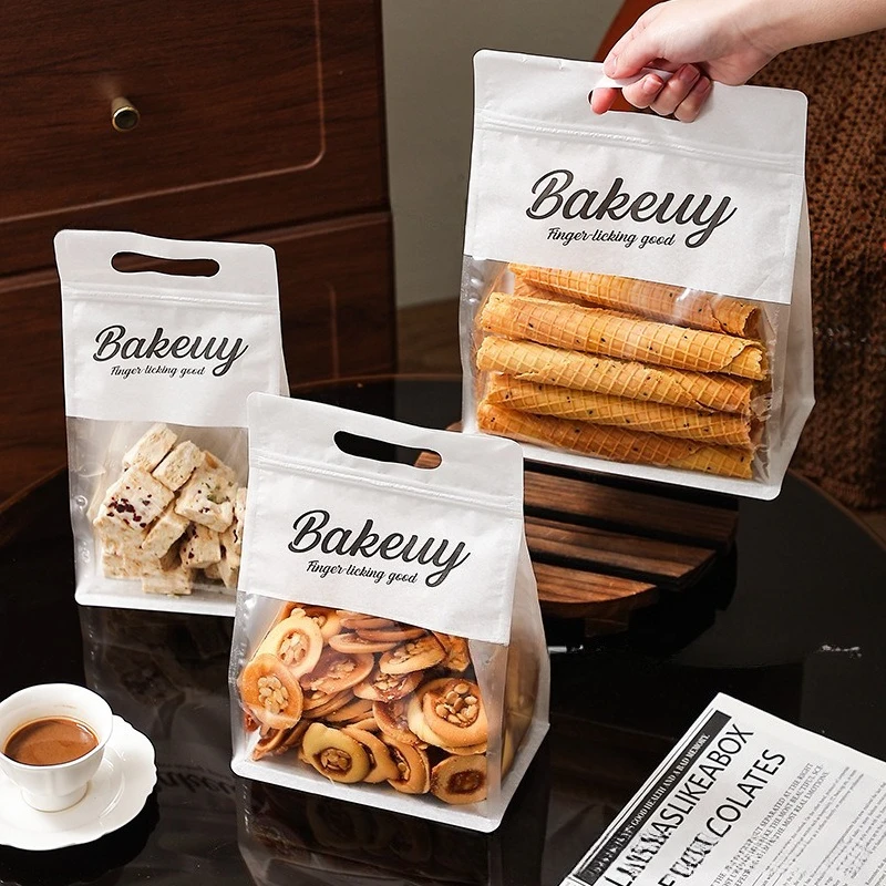 50pcs Snowflake Pastry Packaging Bages Hand-held Self Sealing Bag Cookies Nougat Glutinous Rice Boat Snacks Baking Sealed Bag