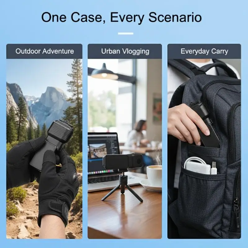 ∘Pocket 3 Protective Case Full Coverage Hard Shell 9H Hardness Shockproof Compact for Gimbal Camera Outdoor Vlog Travel