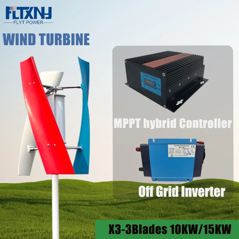 3-Phase Vertical Wind Generator Wind Turbine Wind Turbine Controller Windmill 10000W 12V 24V 48V Electromagnetism