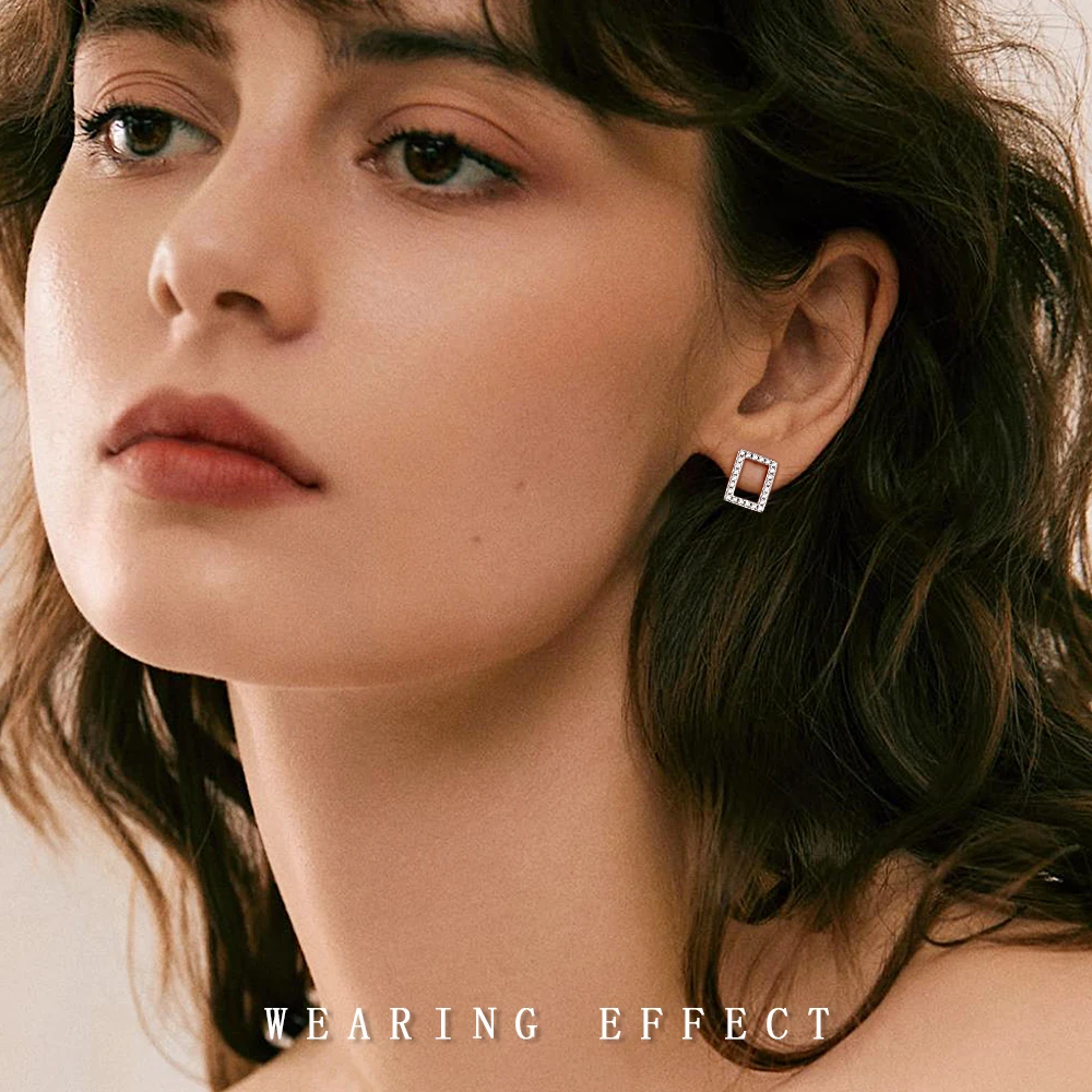 

LinkerLove Rectangle Moissanite Stud Earrings for Women S925 Sterling Silver Diamond Earrings Birthday Party Fine Jewelry Gift