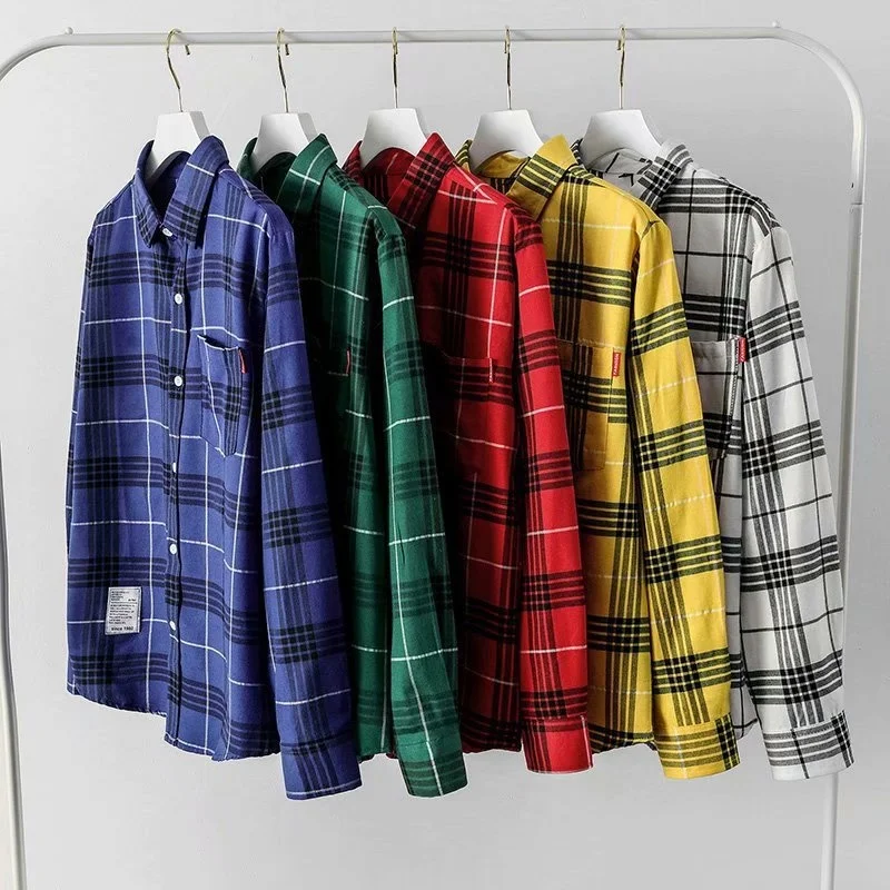 

Men's Lapel Casual Plaid Casual Long Sleeve Shirt Solid Color High Quality Business Social Shirts For Men Fashion Blouse