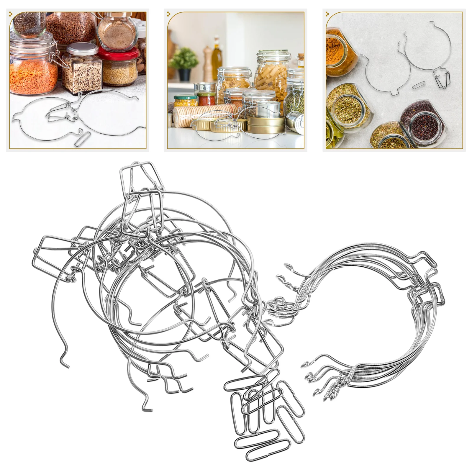 

10pcs Glass Sealing Wire Buckle Spring Clamp Locking Fastener Airtight Storage Closure Replacement Holders For Honey Jam Food