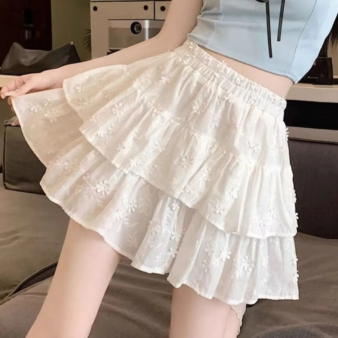 

Women's Designer-Inspired High-Waist Floral Skort Slimming A-Line Pleated Tiered Mini Skirt Petites Casual Sexy Spring Fall Tutu