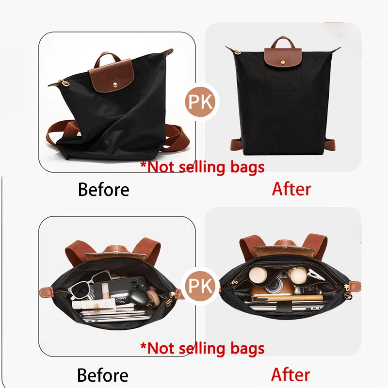 Bag Organizer Insert For Longchamp Backpack Storing Computer Water Bottle Easy To Find Nylon Durable Bag Support Bag Accessories view 3