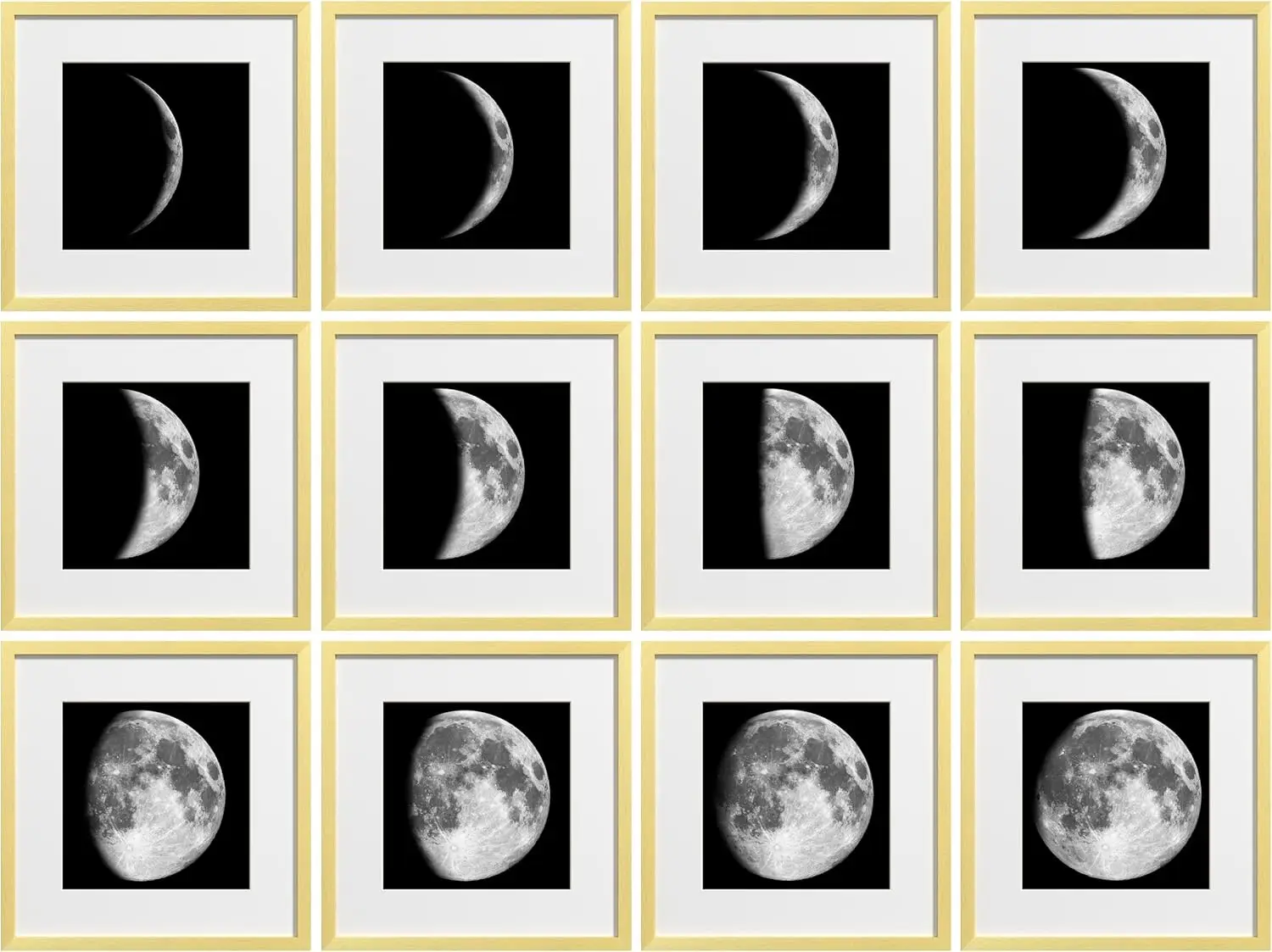 

Набор настенных рам для галереи 12х12, фоторамки 8х8 с ковриком или 12х12 без коврика, набор золотых фоторамок