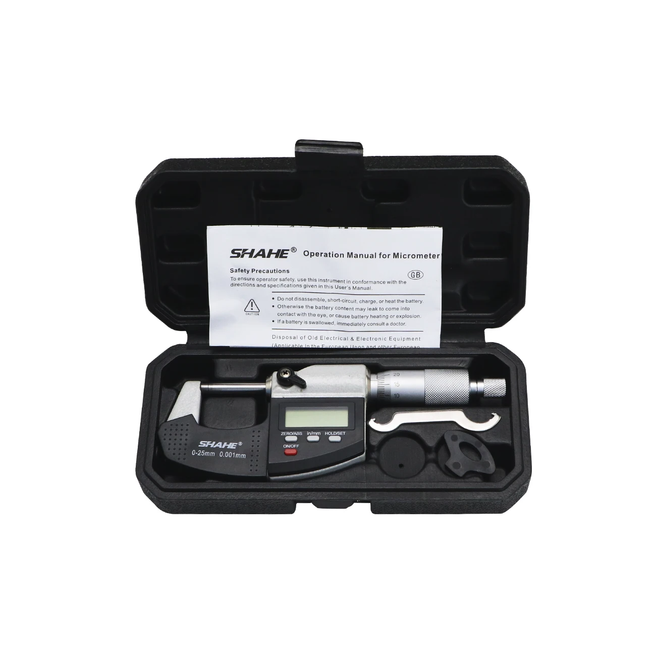 SHAHE – micromètre numérique externe électronique, jauge, 0-25mm, avec ligne d\'échelle, 0.001mm