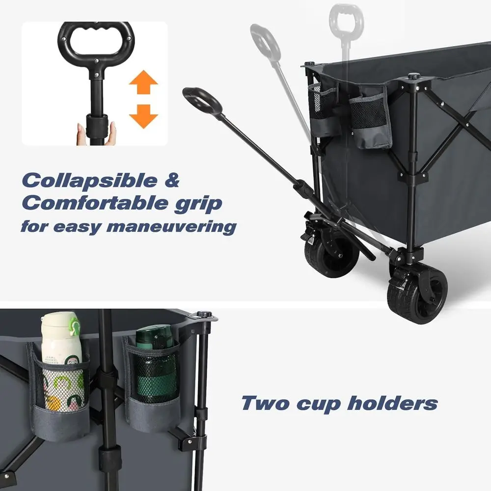 عربة أدوات خارجية قابلة للطي بسعة كبيرة الحجم وعجلات محمولة شديدة التحمل لجميع التضاريس وجيوب جانبية كبيرة الحجم ودكتور #3