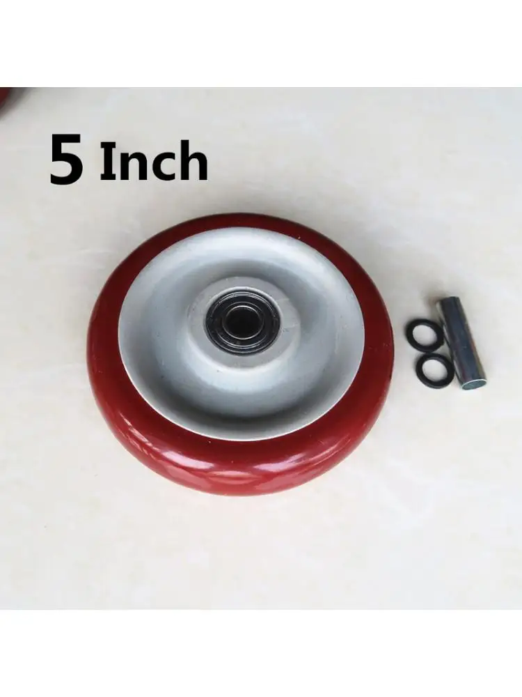 1 Pc Medium Sized 4 Inch Jujube Red Double Axle Caster Single Wheel Wear-Resistant Trolley Flat Car