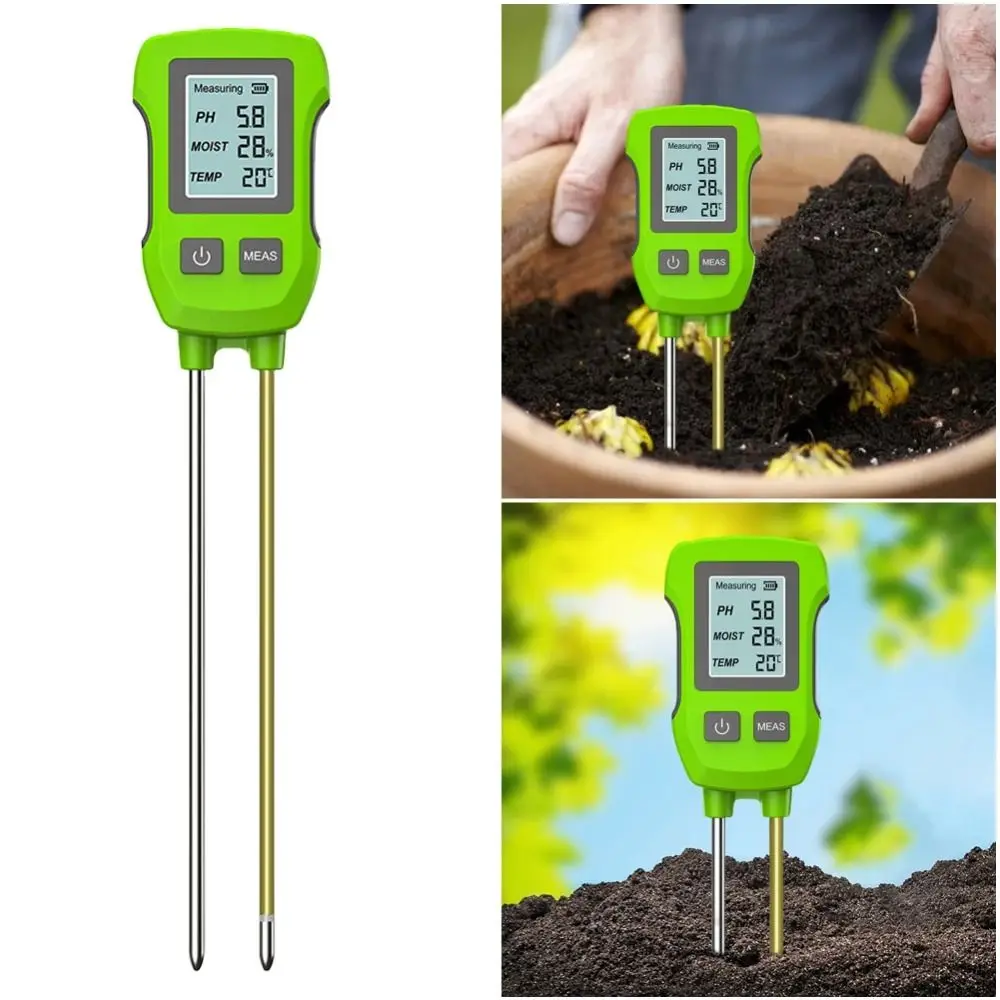 

High Accuracy Soil Tester LCD Screen Heat-resistant Metal Sensor PH/Moisture/Temperature Meter Portable Digital Display