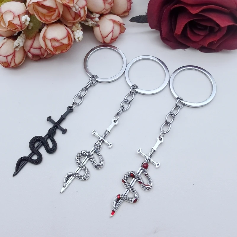 1Pcs Snake Sword Talisman Keychain Gothic Decorative Pendant