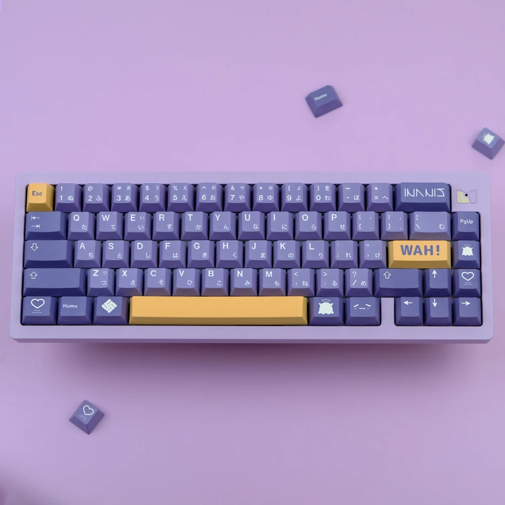 

129 Keys Purple Yellow Keycaps Japanese Cherry Profile PBT 5-side Dye Sublimation Keycap For MX Switch Mechanical Keyboard