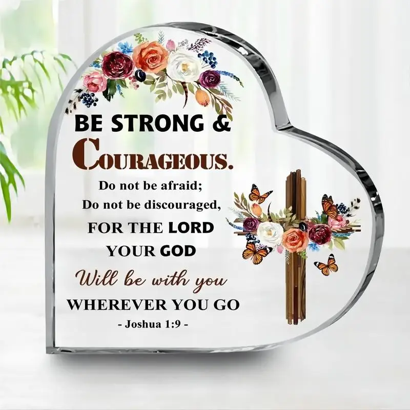 Christian Acrylic Plaque with Joshua Bible verse, Table Centerpiece for Party Decor, Perfect Gift for Religious Boy Girl