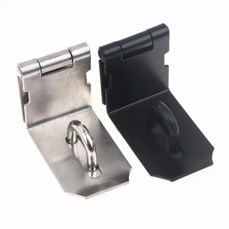 Black/Silver Stainless Steel Padlock Clasp Gate Hasp Staple Door 90 Degrees Latches Lock Shed Latch Household Hardware