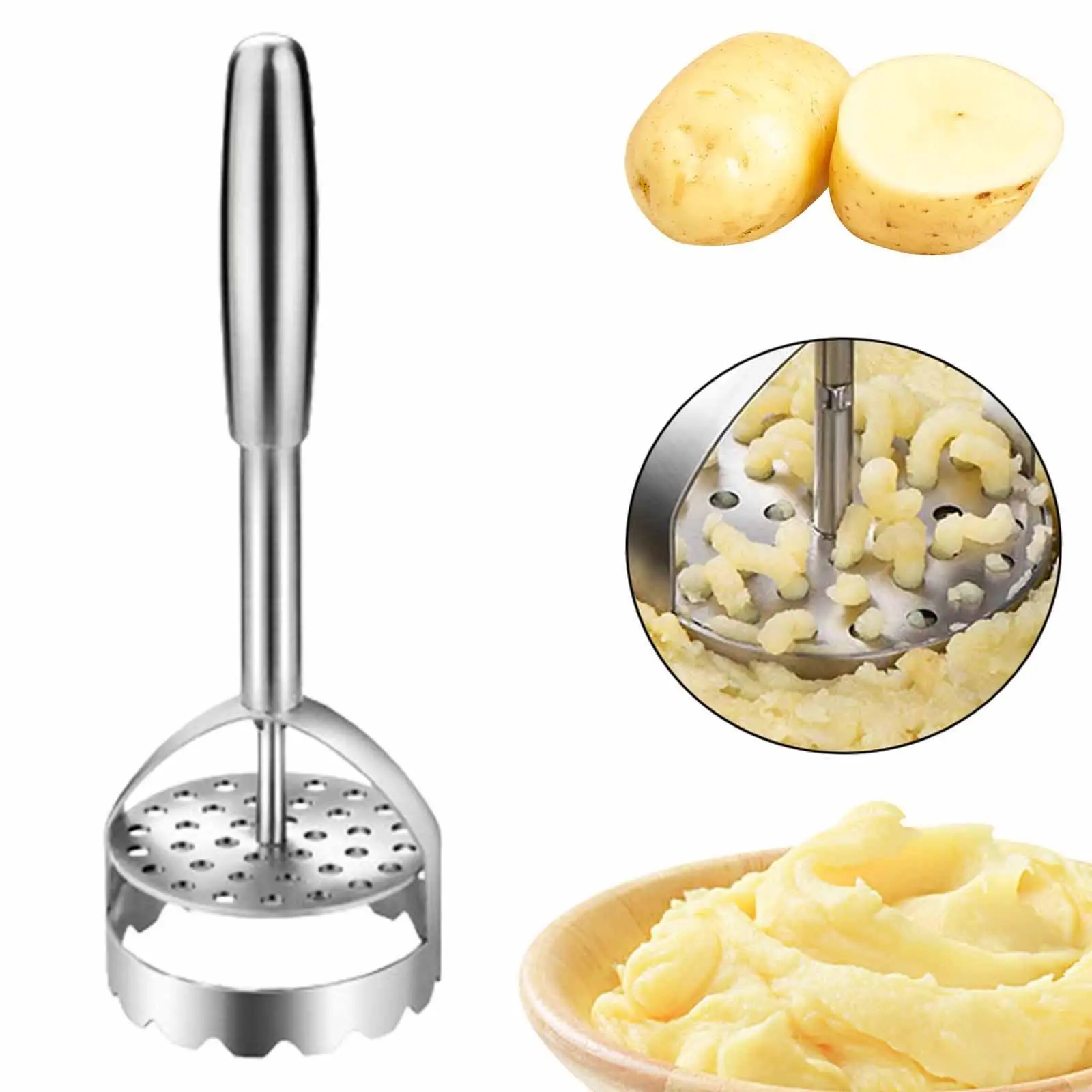 

Potato Masher Food Masher Garlic Masher Hand Press Multifunctional Kitchen Tool Potato Press for Egg Salad Fruit Vegetable
