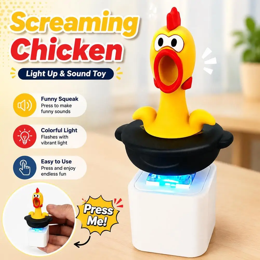 Funny Chicken Frog Keyboard Fidget Toys Keychain Finger Button Clicker Decompression Toys With Colorful Lights Rechargeable Toy