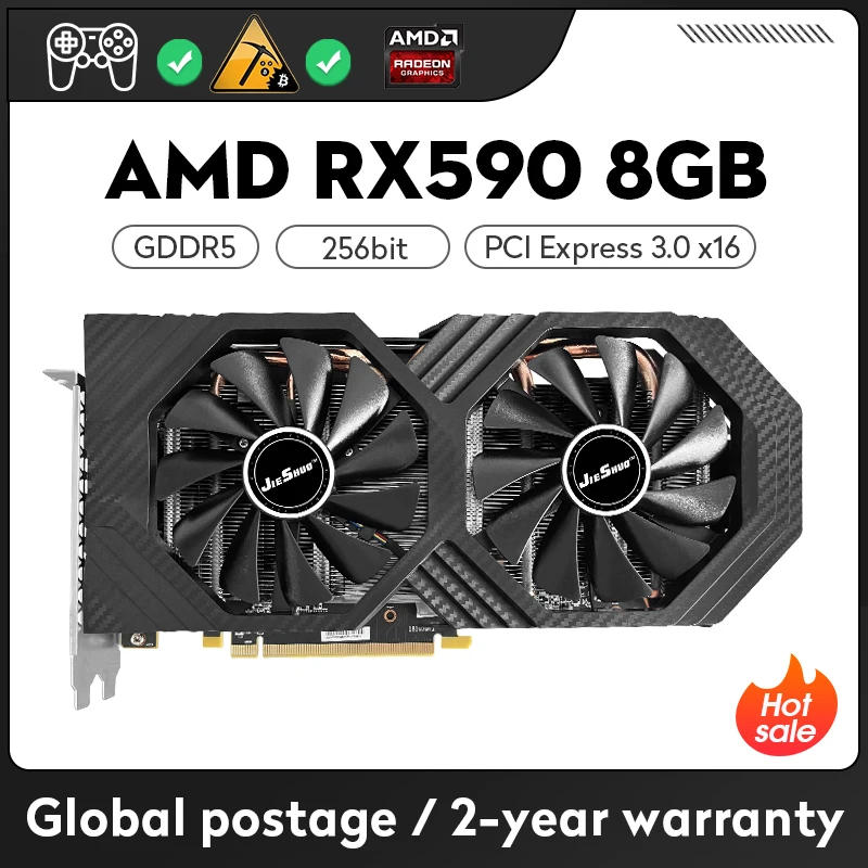 

Видеокарта JIESHUO AMD RX 590 8 Гб GME GDDR5 GPU 256-Bit 2304SP RX590 8G для настольных игр, офиса, KAS RVN CFX