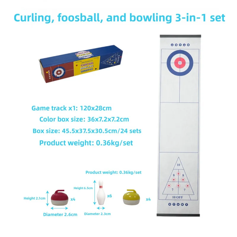 Curling Tabletop Game Set, Mini Ice Hockey Bowling Sand Arc Ball Table Game, Indoor Sports Toy for Kids Adults Party Family Fun view 6