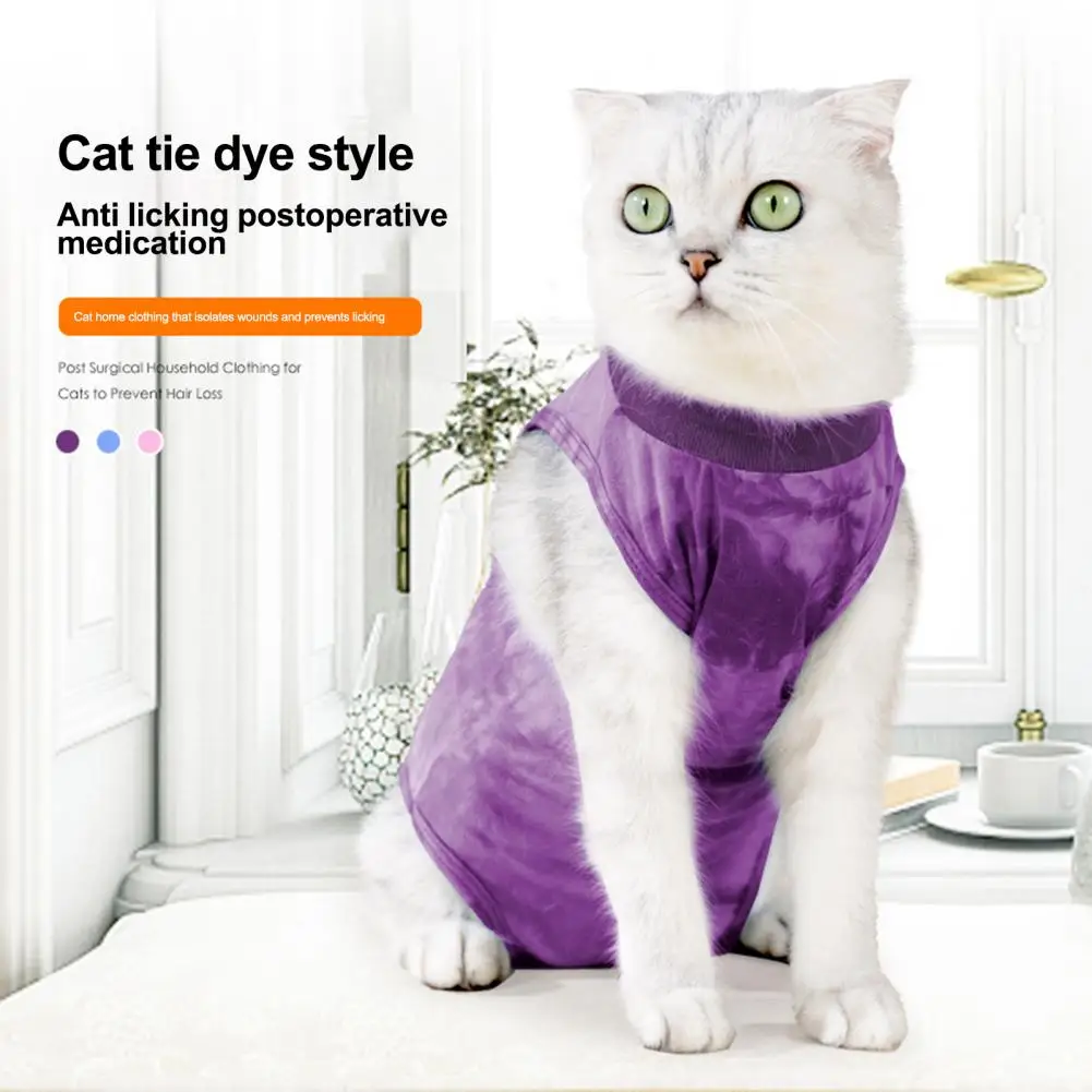 Adjustable Collar Cat Recovery Suit Breathable Cat Recovery Suit Cat Surgery Recovery Suit for Female Spay Surgery for Post-op