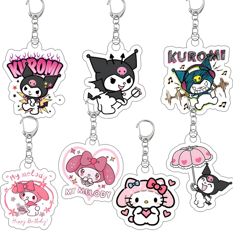 

Hello Kitty Acrylic Keychain Girl Student Kawaii Melody Bag Pendant Kuromi Exquisite Accessories Expression Decor Festival Gift