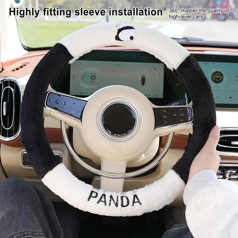 Cute Cartoon Panda Steering Wheel Case Universal Car Steering Wheel Cover Sweat Absorbent Steering Cover NonSlip Wheel Protector