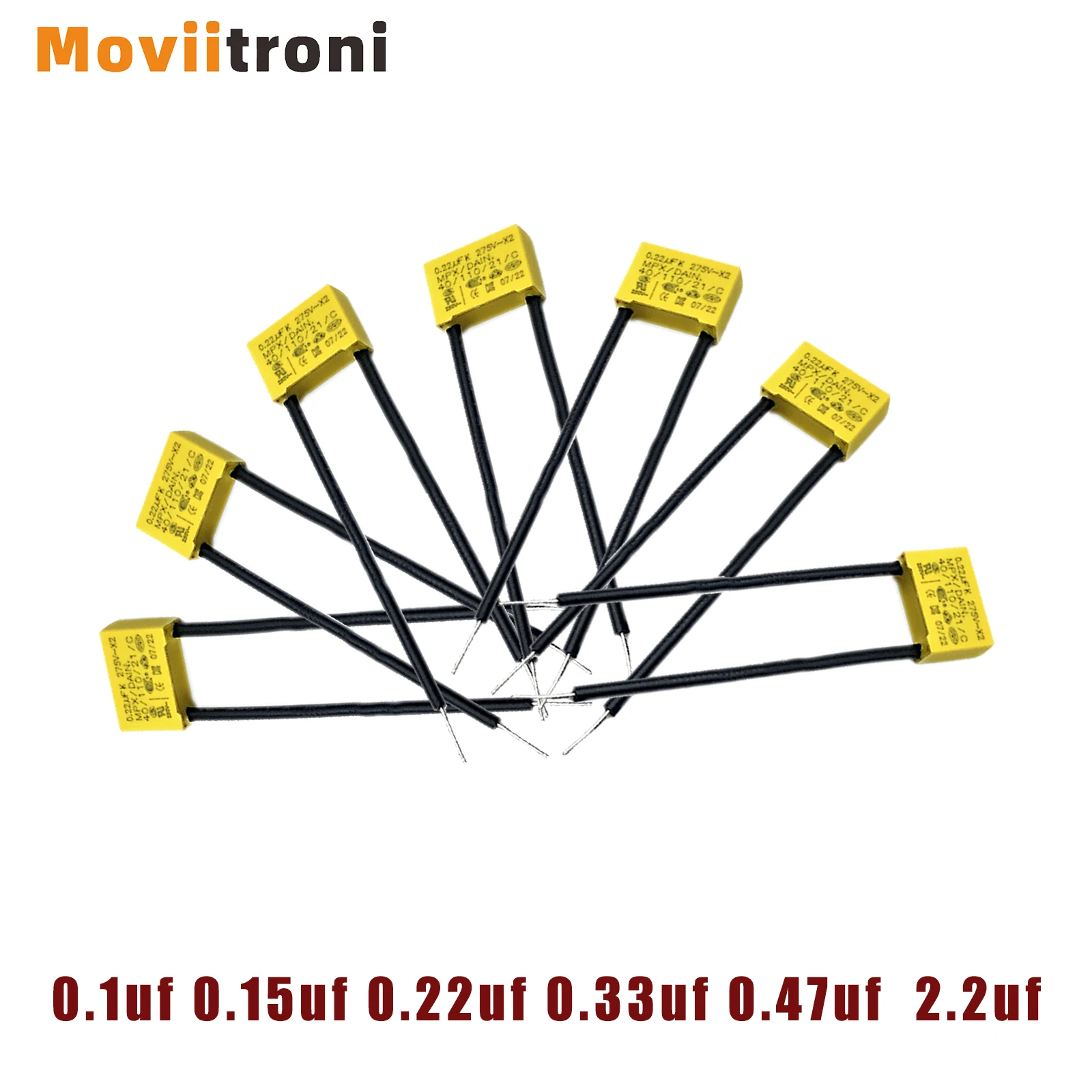 10pcs Mkp-x2 Safety Capacitance Tape Line Housing Flexible Wire Safety Capacitor 104-275v 0.1uf 0.15uf 0.22uf 0.33uf 0.47uf