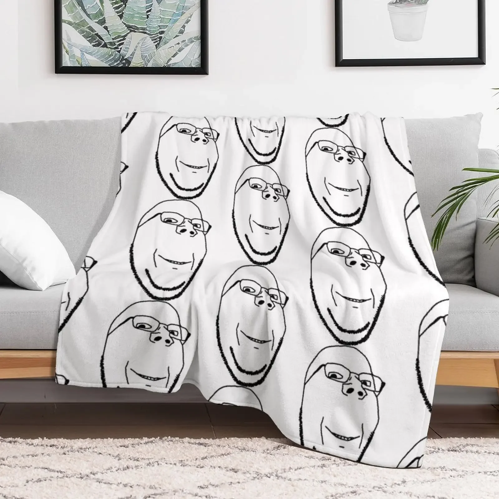 Smiling Wholesome Wojak Soyjak Throw Blanket Polar For Baby Summer manga Blankets