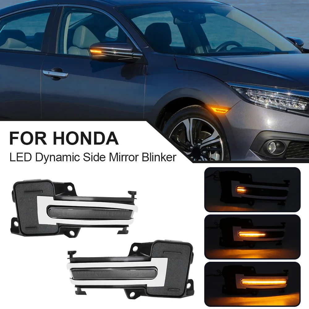 

Dynamic LED Side Mirror Lights For Honda CIVIC 2016 2017 2018 2019 2020 202 Turn Signal Indicator Lamp OEM#:34300-TBA-A01