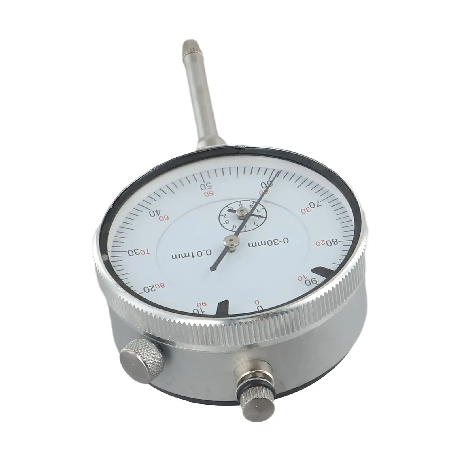 

Измерительный прибор (индикатор) 0-30 мм, точность 0,01 мм, с креплением на шток для измерения тяги вала, концентричности шпинделя и люфта редуктора