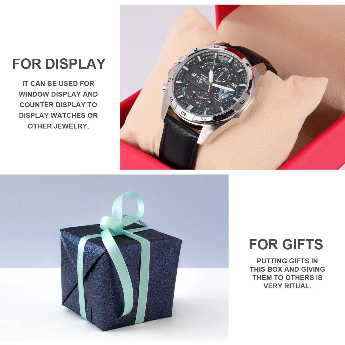 

Watch Display Box Cushion Holder Jewelry Storage Case and for Men Stand