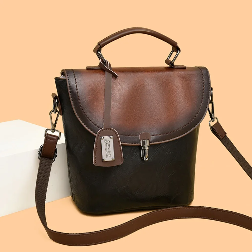 

Винтажные кожаные сумки через плечо 2026 года в китайском стиле, однотонные сумки-тоут с пэчворком, вместительные дорожные и городские сумки