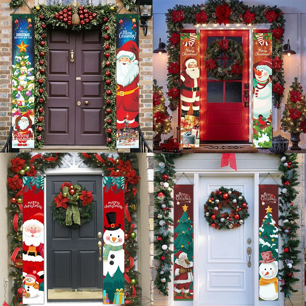 1set Christmas Door Banner Porch Decorations Christmas Decoration for Home Xmas Home Decoracion New Year 2024 Noel navidad