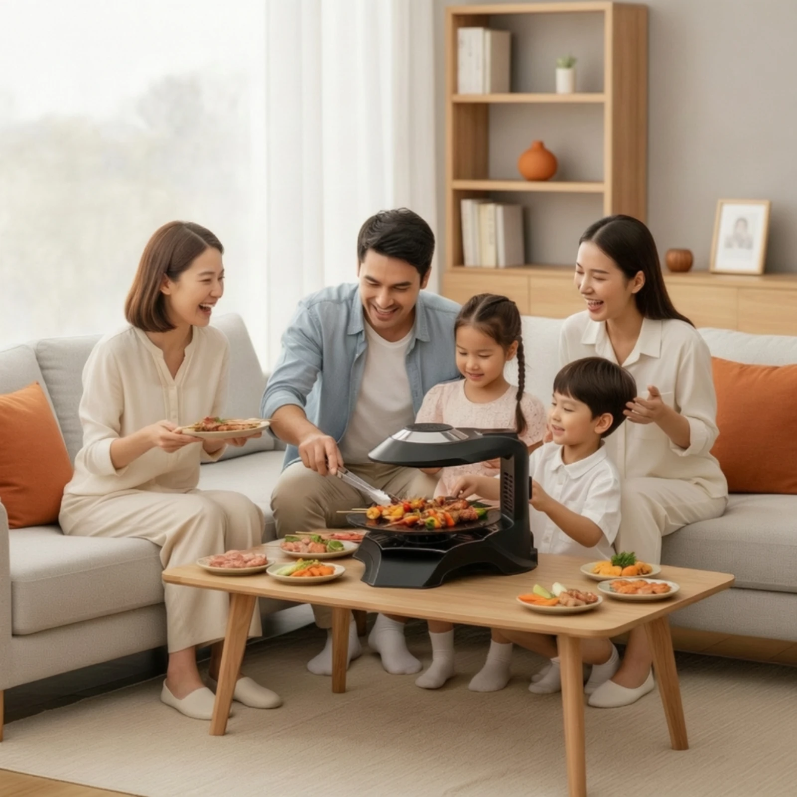 Indoor Grill with Rotating Plate Countertop Electric Indoor Grill Even Cooking Versatile for Kitchen