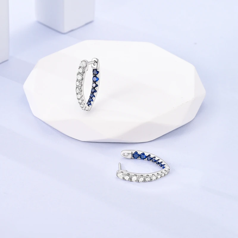 Charms Doppel-Creolen für Frauen, 100 % 925er Silber, kubischer Zirkon, Herz, Stern, Mond, Ohrringe, eleganter Geburtstagsschmuck, Geschenke – Detail 15