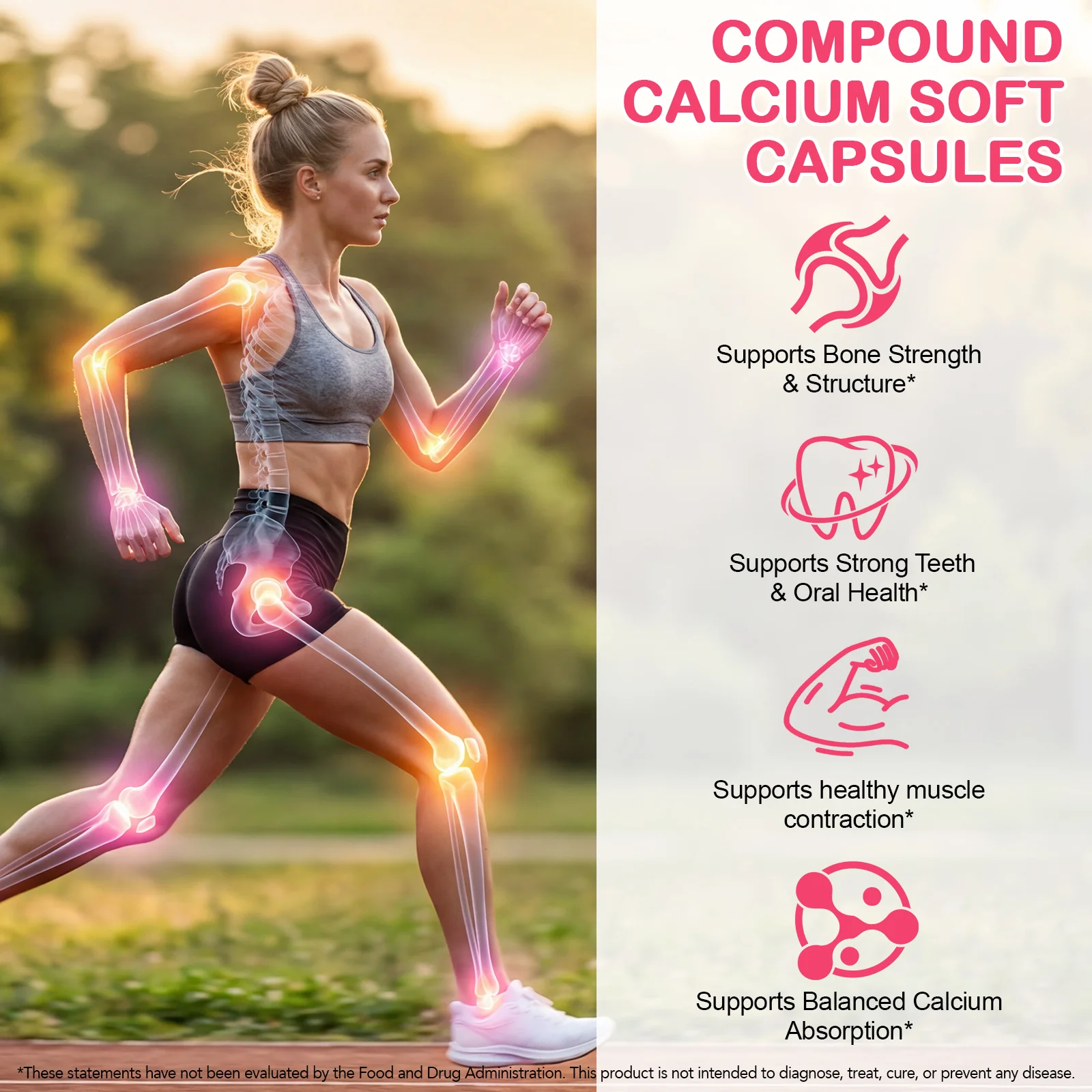 Calcium Complex Softgels, Support Bone Strength,Healthy Teeth,Calcium Absorption,1200mg Calcium with Vitamin D3 K2,120 Softgels