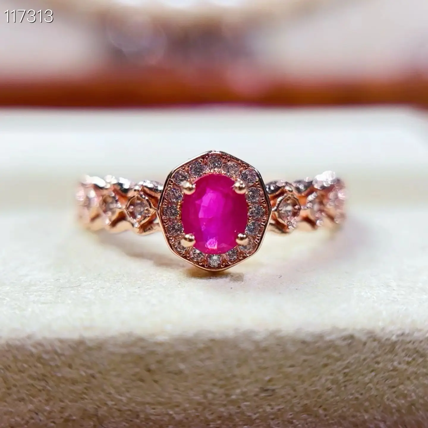 Natural Pink Ruby Ring Adorable 925 Silver Gemstone Ring 4mm*5mm 0.4ct Genuine Ruby Jewelry Gift for Women