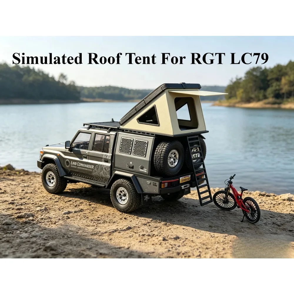 RC Crawler Openable Hard Shell Roof Tent Customized For 1/12 RGT LC79 RC Offroad Car With Hidden Retractable Ladder Accessory