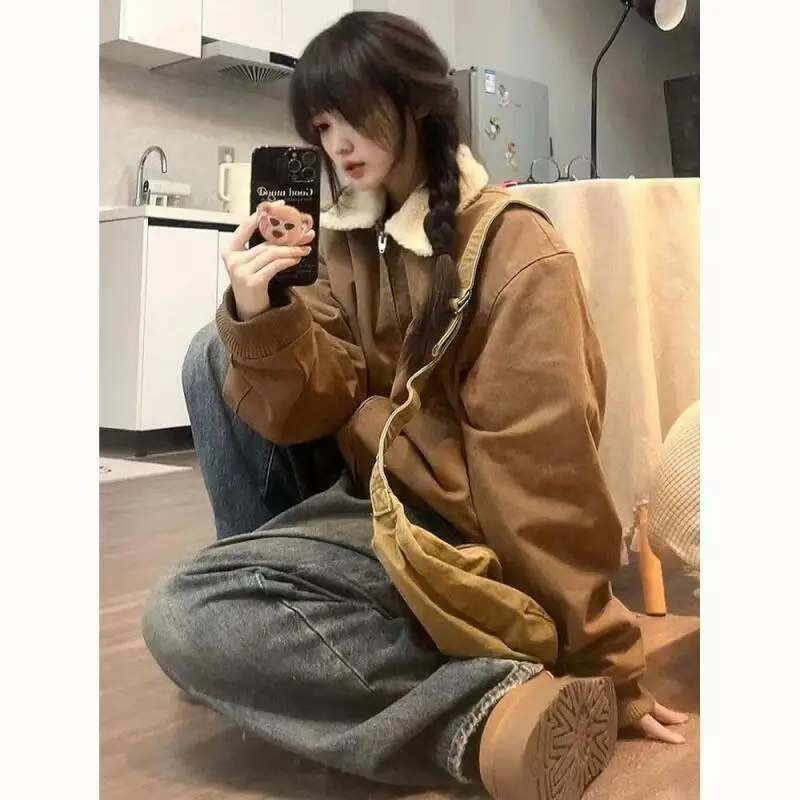 

Популярная рабочая куртка с лацканами в американском стиле, зимняя студенческая куртка в стиле ретро, новый стиль, утолщенная хлопковая куртка для покупок на открытом воздухе