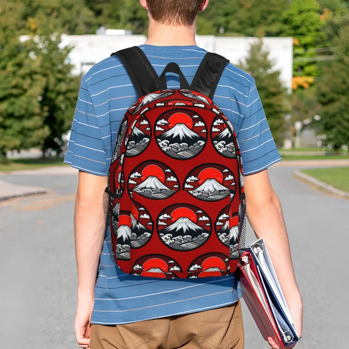 Mount Fuji And The Great Wave Off Kanagawa Backpack Student BookBag Boys Girls School Bag Computer Shoulder Bags