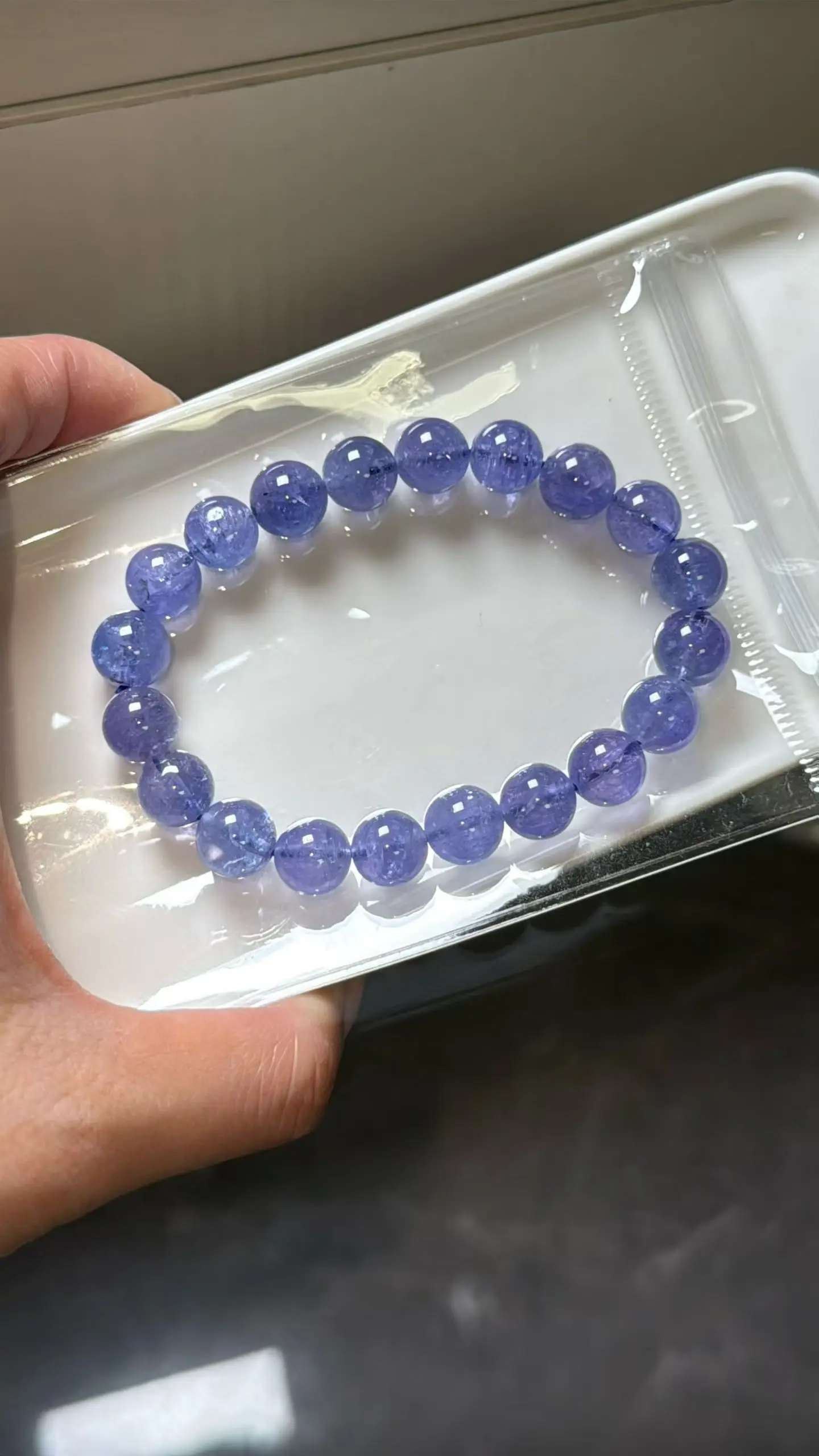 

Natural Blue Tanzanite Clear Round Beads Bracelet 9.6mm Jewelry Tanzania Tanzanite Rare Stone Bangle AAAAAA